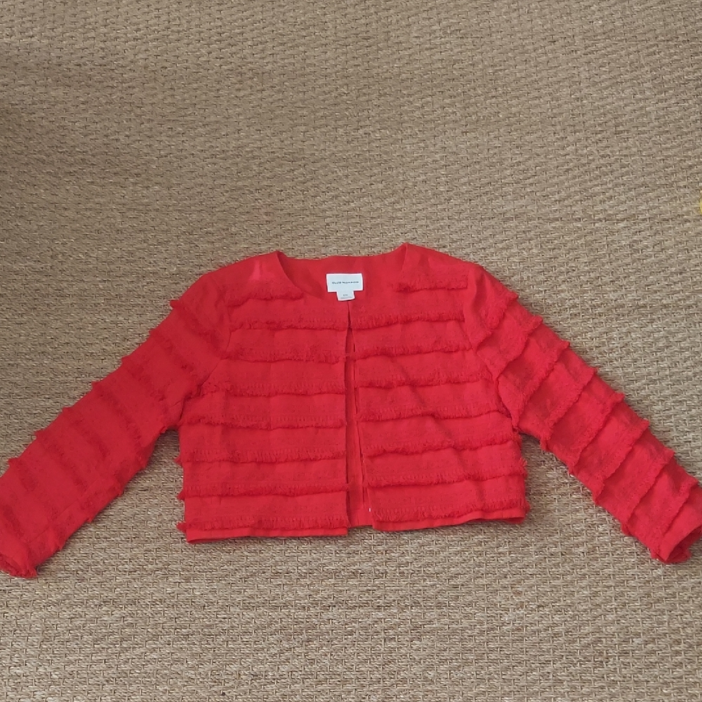 Club Monaco Womens  Red Ruffled Blazer